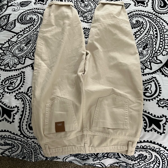 Zara paper bag jeans ecru color - Picture 3 of 6